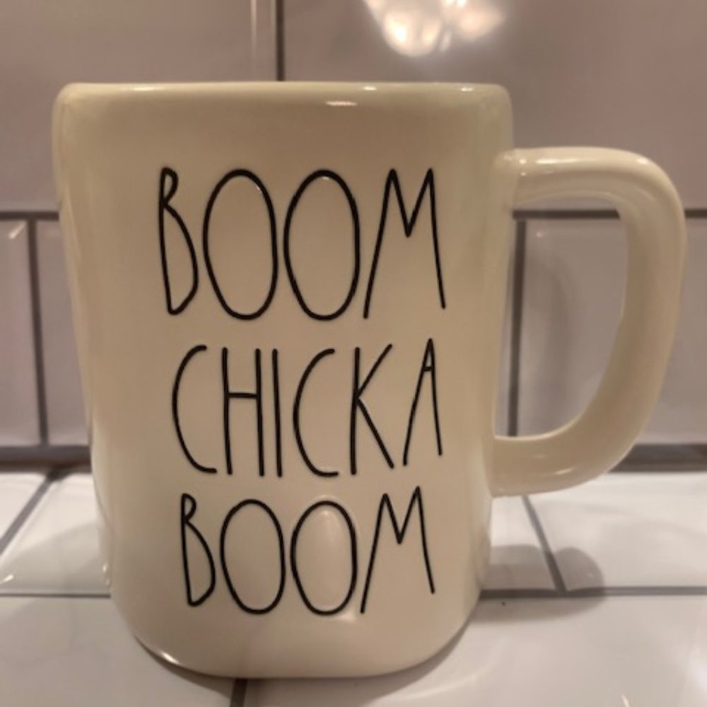Rae Dunn, "BOOM CHICKA BOOM" mug